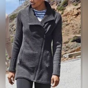 Athleta Chill Factor Wool Blend Zip Sweater - Gray